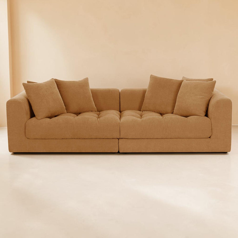 Chenille Modular Sofa Golden Yellow