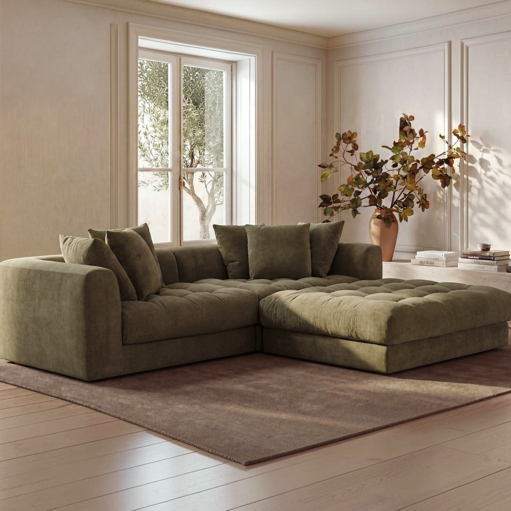 Chenille Modular Nook Sectional Olive