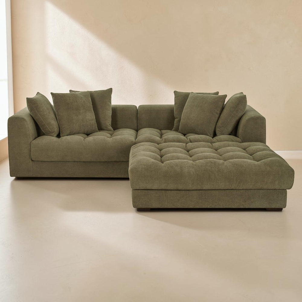 Chenille Modular Nook Sectional Olive