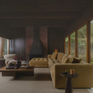Chenille Modular Lounge Sectional Golden Yellow