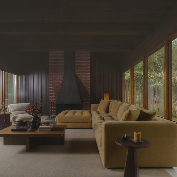 Chenille Modular Lounge Sectional Golden Yellow