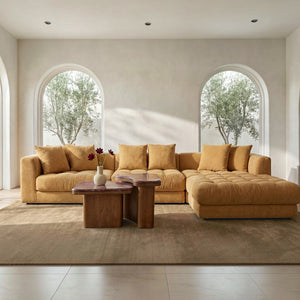 Chenille Modular Lounge Sectional Golden Yellow