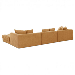 Chenille Modular Lounge Sectional Golden Yellow