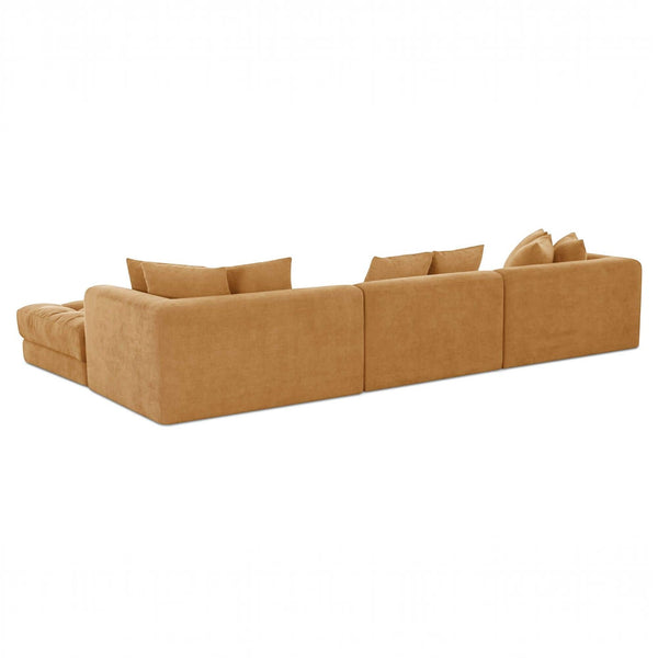 Chenille Modular Lounge Sectional Golden Yellow