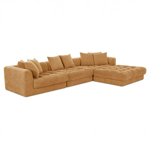 Chenille Modular Lounge Sectional Golden Yellow