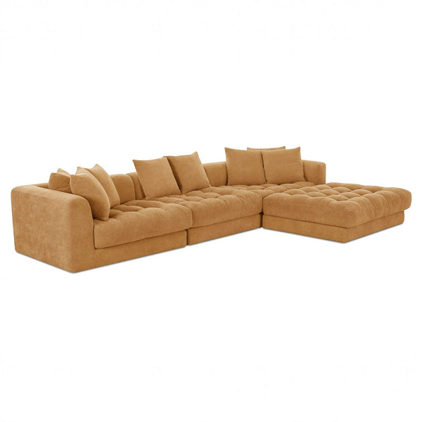 Chenille Modular Lounge Sectional Golden Yellow