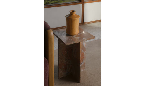 Blair Accent Table Orange Levante Marble