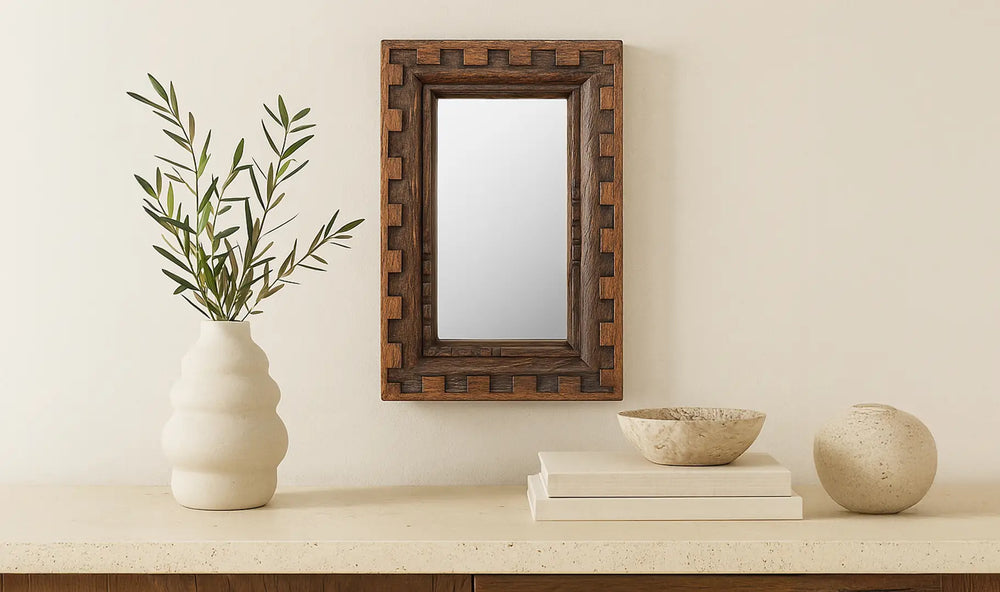 Carved Mango Wood Mirror