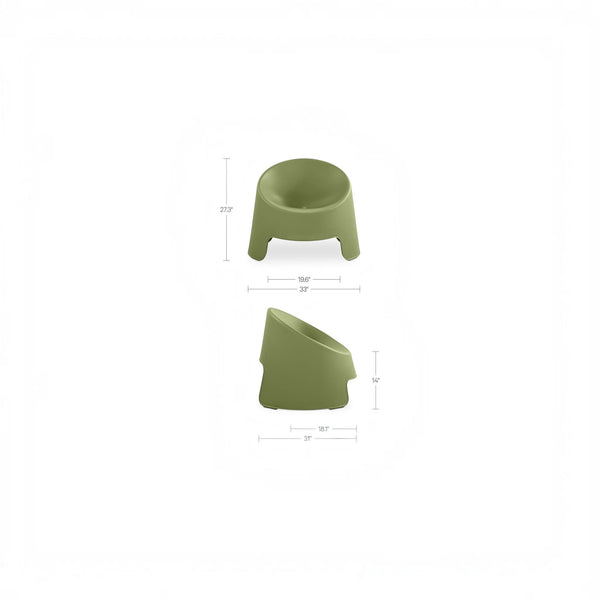 Stacking Barrel Outdoor Accent Chair Set of Two Green