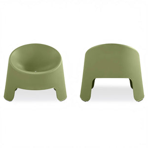 Stacking Barrel Outdoor Accent Chair Set of Two Green