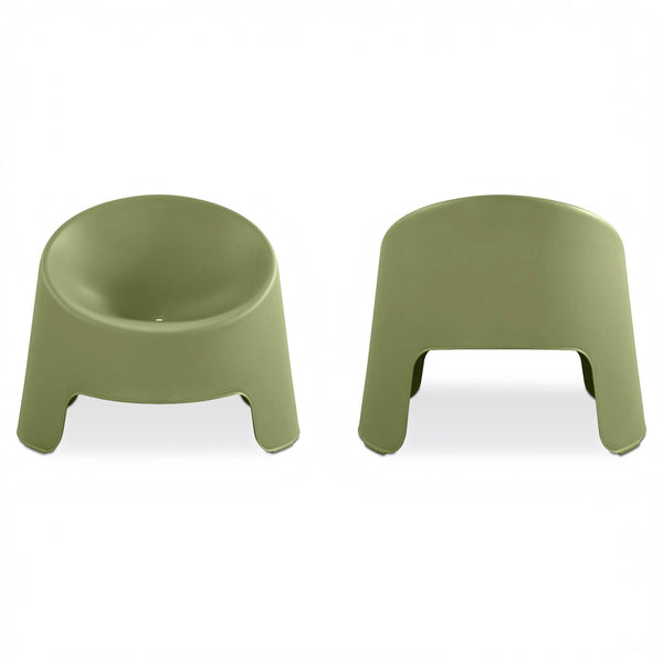 Stacking Barrel Outdoor Accent Chair Set of Two Green