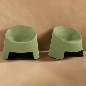 Stacking Barrel Outdoor Accent Chair Set of Two Green