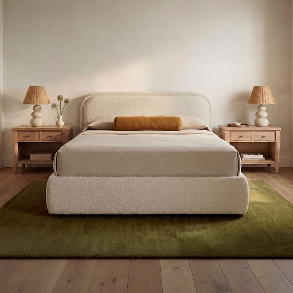 Boucle Storage Bed Queen Oatmeal