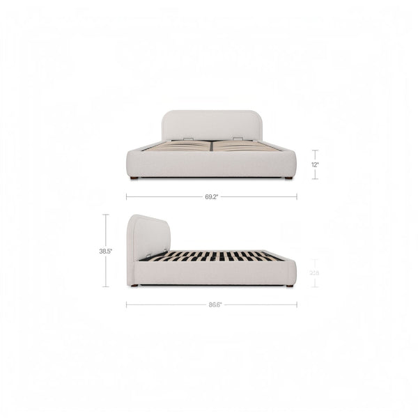 Boucle Storage Bed Queen Oatmeal