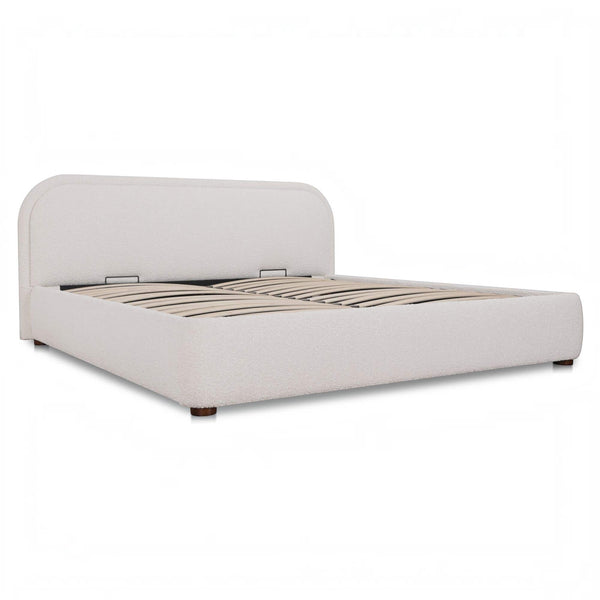 Boucle Storage Bed Queen Oatmeal