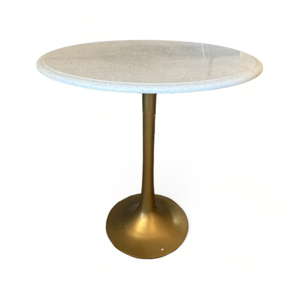 marble and brass pedestal side table