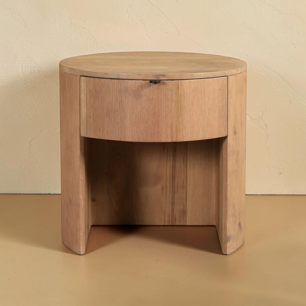 Round One Drawer Nightstand Natural