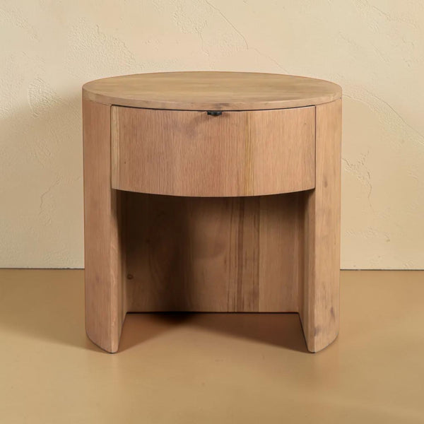 Round One Drawer Nightstand Natural