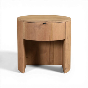 Round One Drawer Nightstand Natural