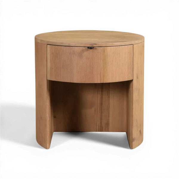 Round One Drawer Nightstand Natural