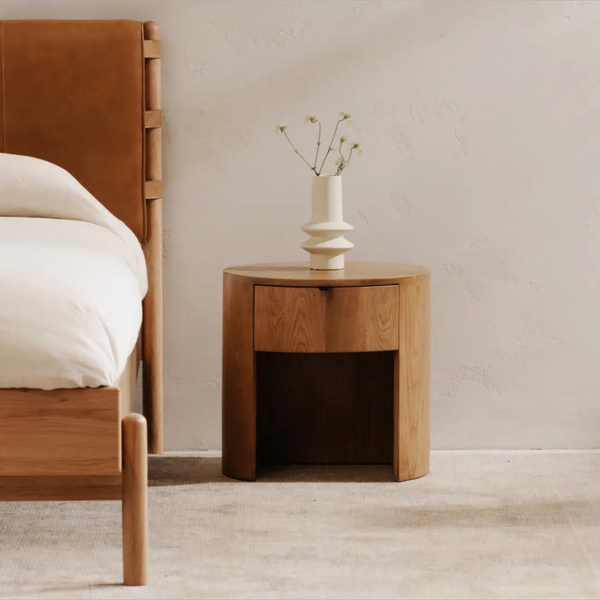 Round One Drawer Nightstand Natural