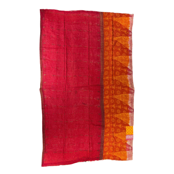 Block Print Quilt • Large - Red/Orange Multicolored
