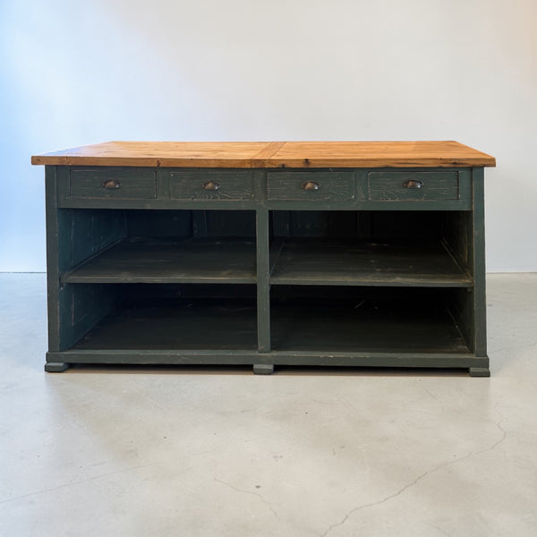 Vintage Counter with Brass Pulls