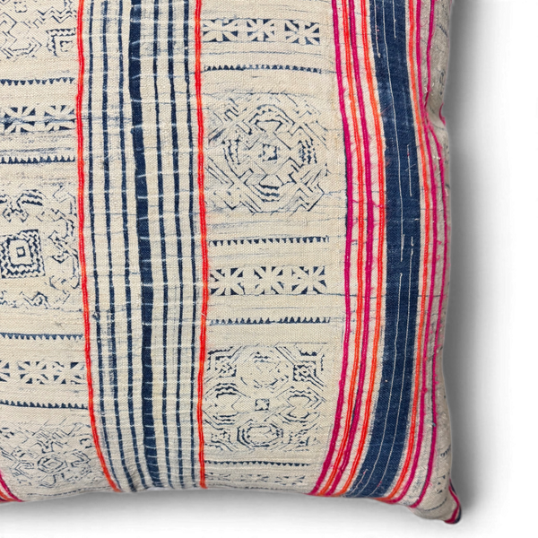 Vintage Fabric Pillow 21.5" x 21"