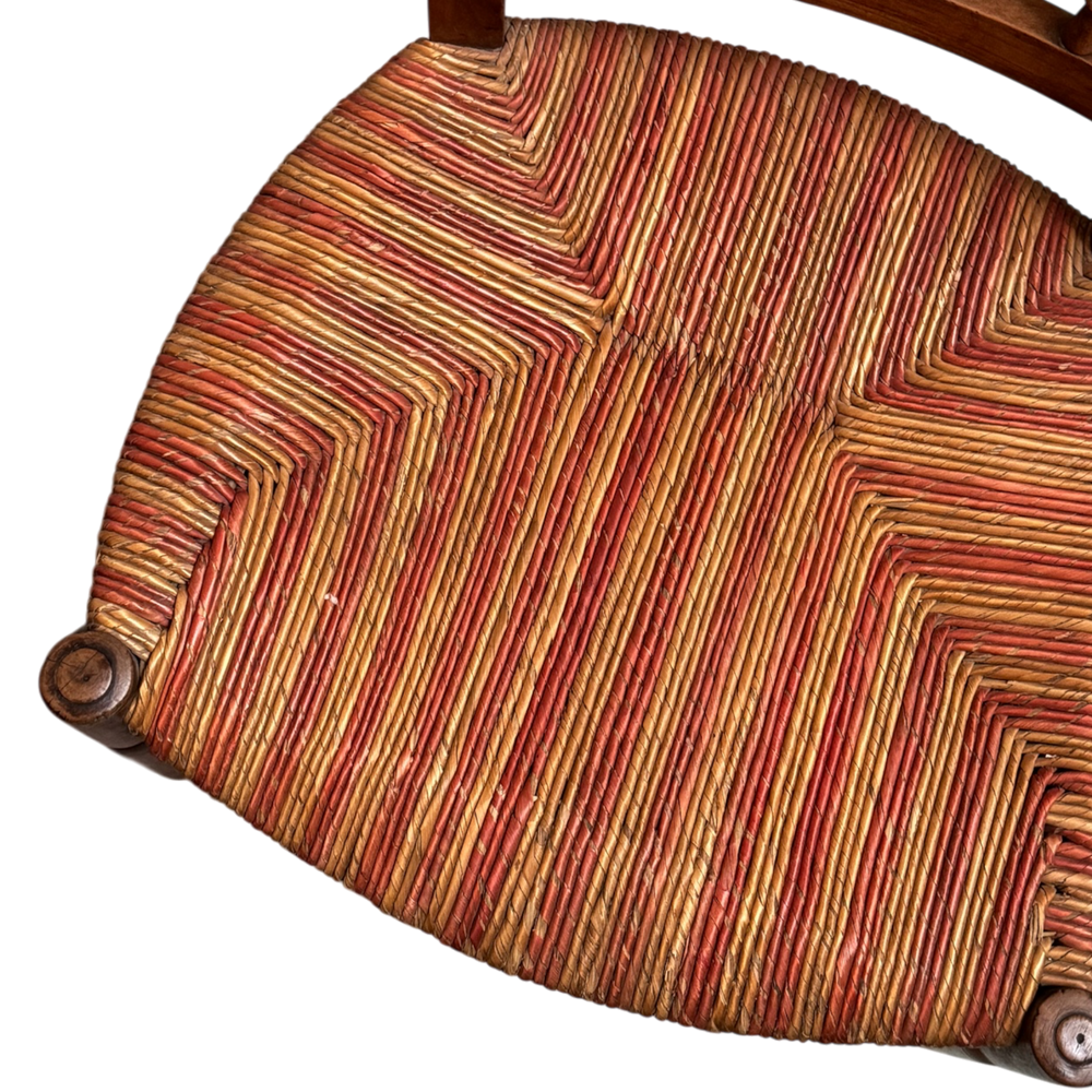 Set of 6 striped rush woven chairs