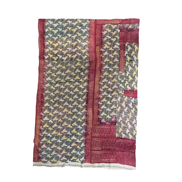 Block Print Quilt • Large - Green/Purple Multicolored