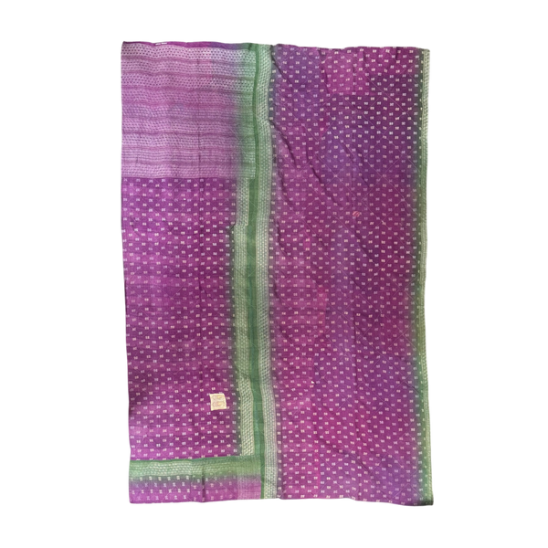 Block Print Quilt • Large - Green/Purple Multicolored