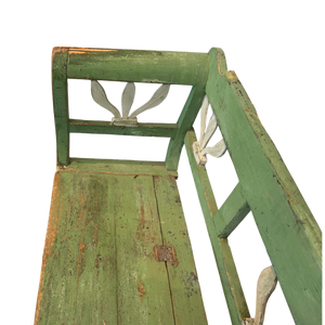 Vintage European Hand Carved Painted Bench