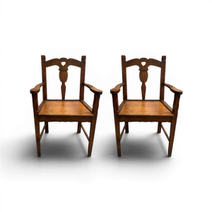 Pair of Vintage Carved Wood Heart Armchairs