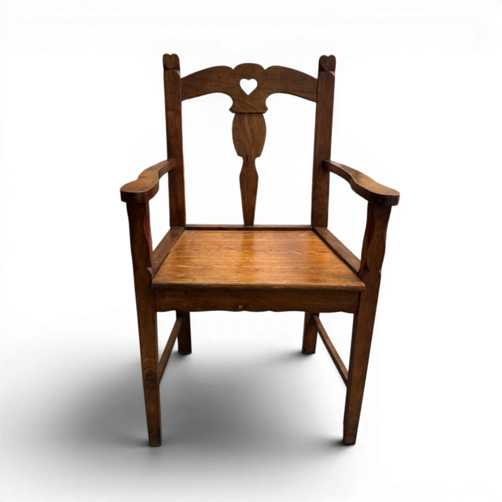 Pair of Vintage Carved Wood Heart Armchairs