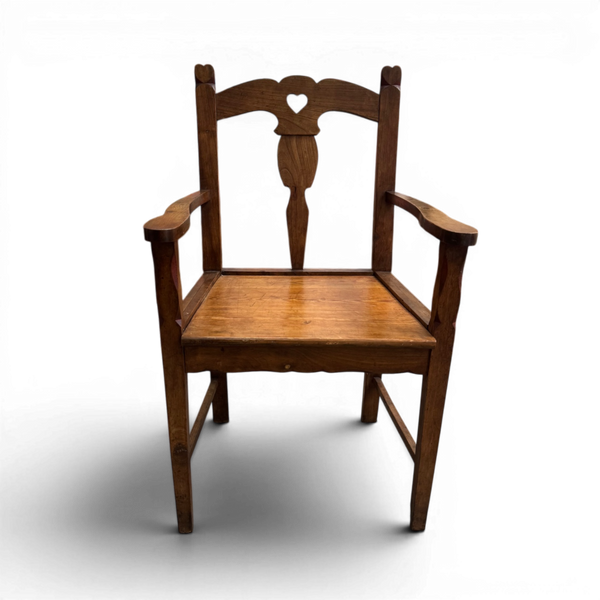 Pair of Vintage Carved Wood Heart Armchairs
