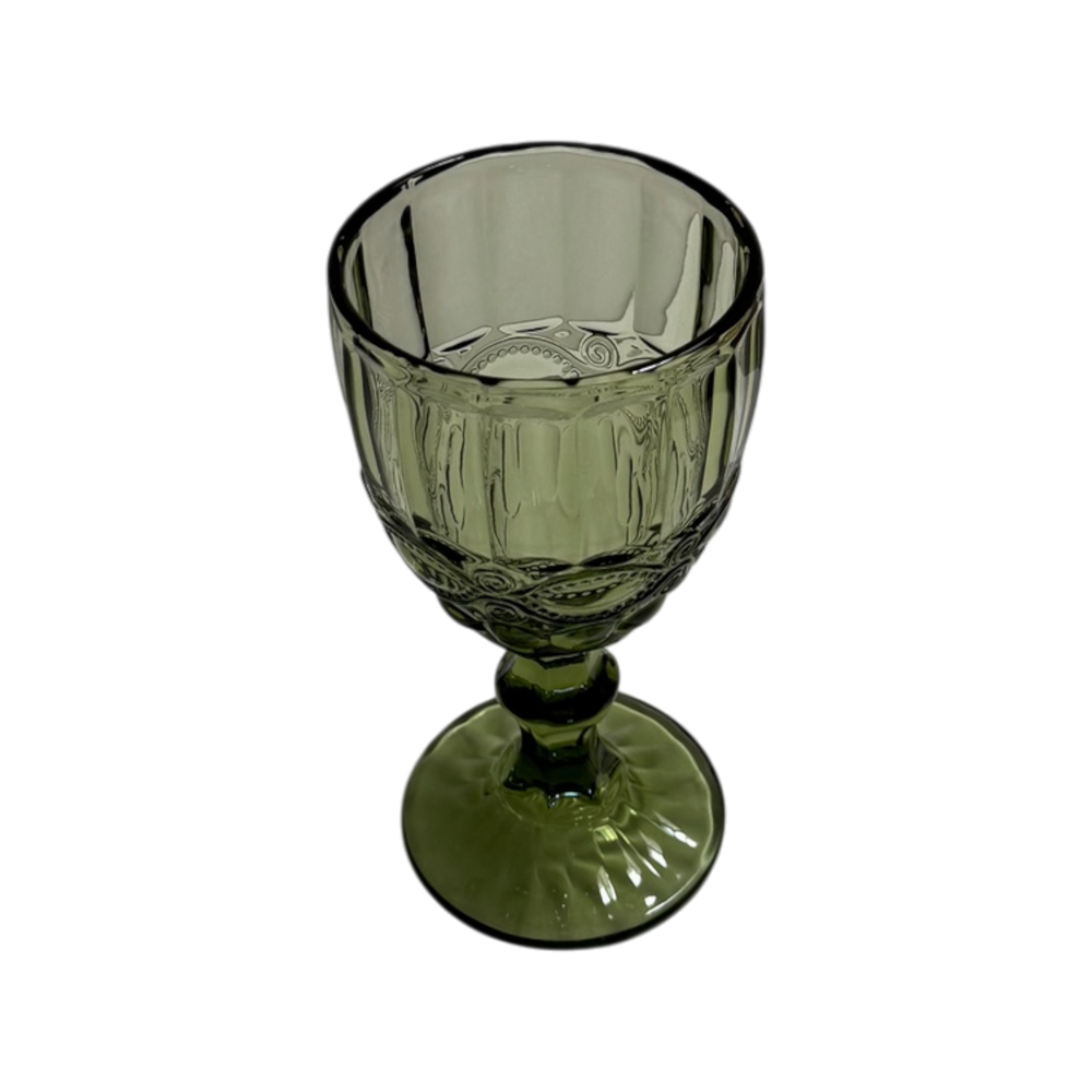 Green Embossed Retro Wine Glasses