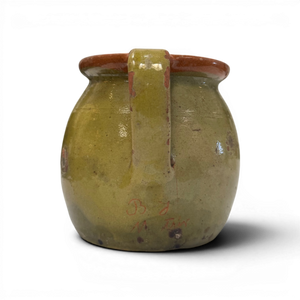Small Vintage Painted Folk Jug - 4.5" Green w/ Florals