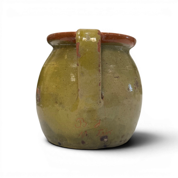 Small Vintage Painted Folk Jug - 4.5" Green w/ Florals