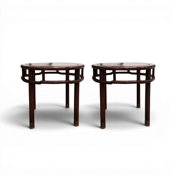 Pair of Vintage Mahogany & Brass Side Tables