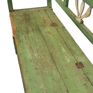 Vintage European Hand Carved Painted Bench