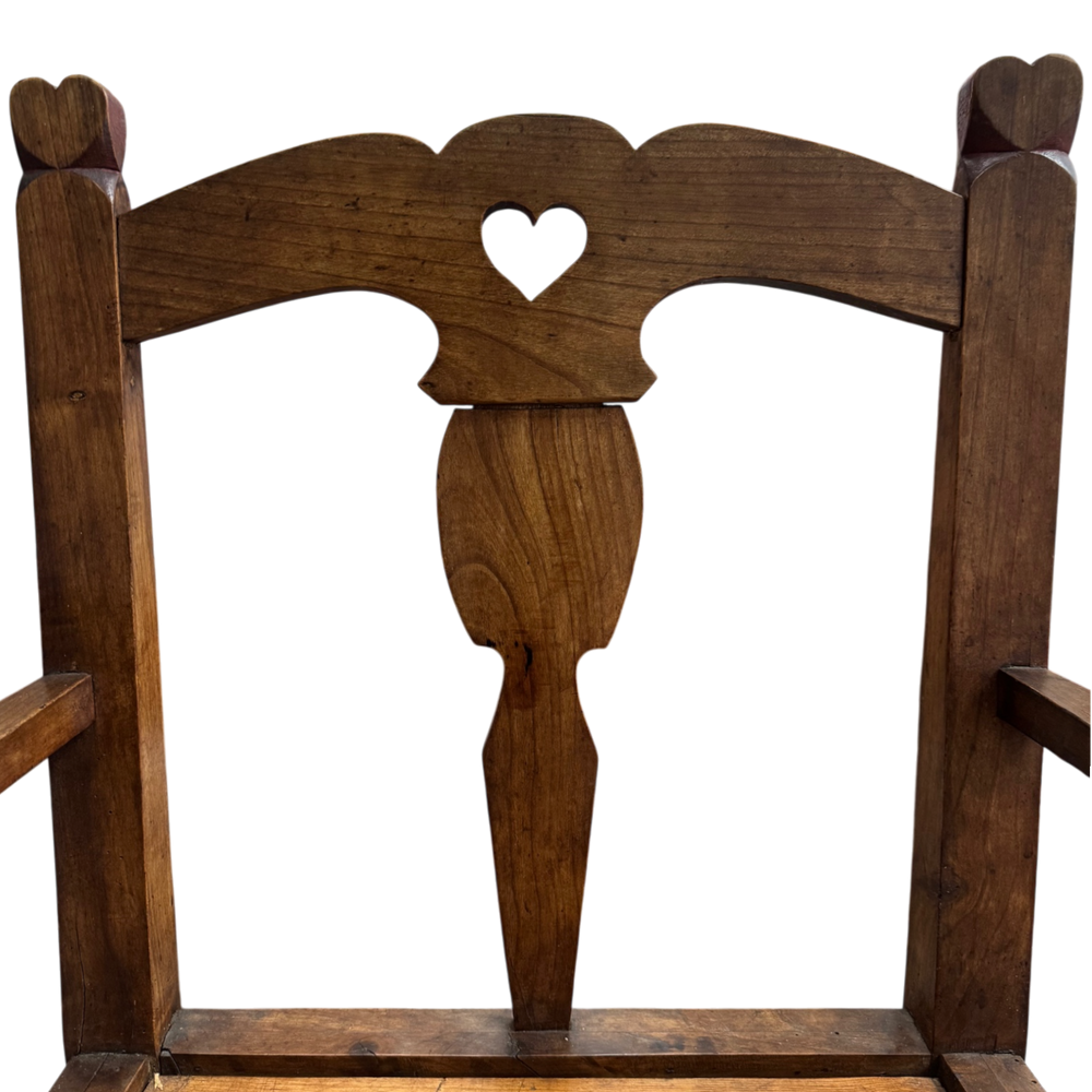 Pair of Vintage Carved Wood Heart Armchairs