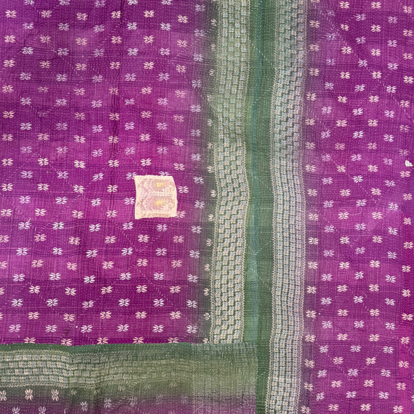 Block Print Quilt • Large - Green/Purple Multicolored