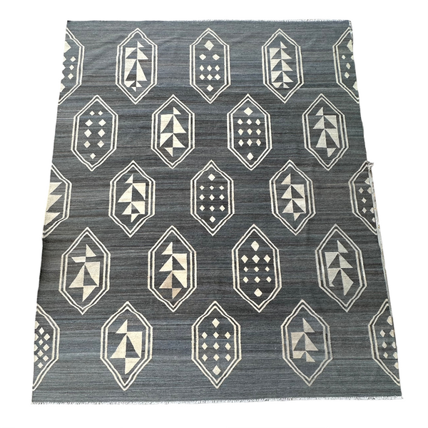 scandinavian decor inspired kilim rug with geometric diamond design