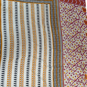 Block Print Quilt • Large, Pink/Orange Multicolored