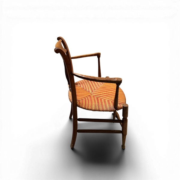 Set of 6 striped rush woven chairs