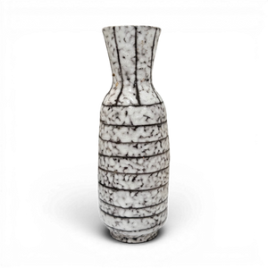 Vintage Striped Mid-Century Ceramic Vase - 4" x 10"