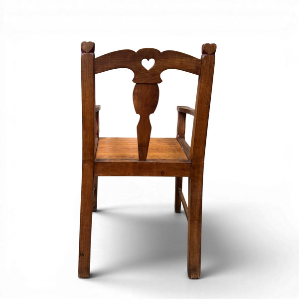 Pair of Vintage Carved Wood Heart Armchairs