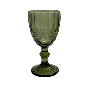 Green Embossed Retro Wine Glasses