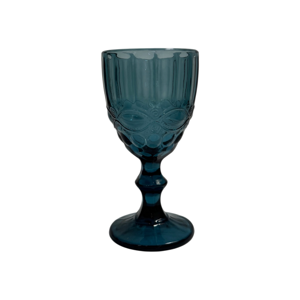 Blue Embossed Retro Wine Glasses