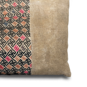 Vintage Fabric Pillow 25" x 16"